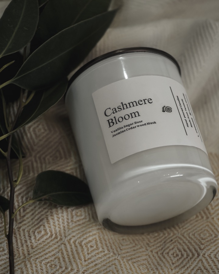 Cashmere Bloom candle, hand-poured by The Hatua Candles