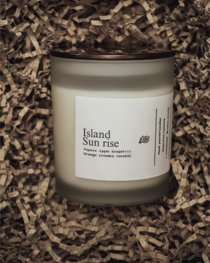 Island Sunrise candle, hand-poured by The Hatua Candles