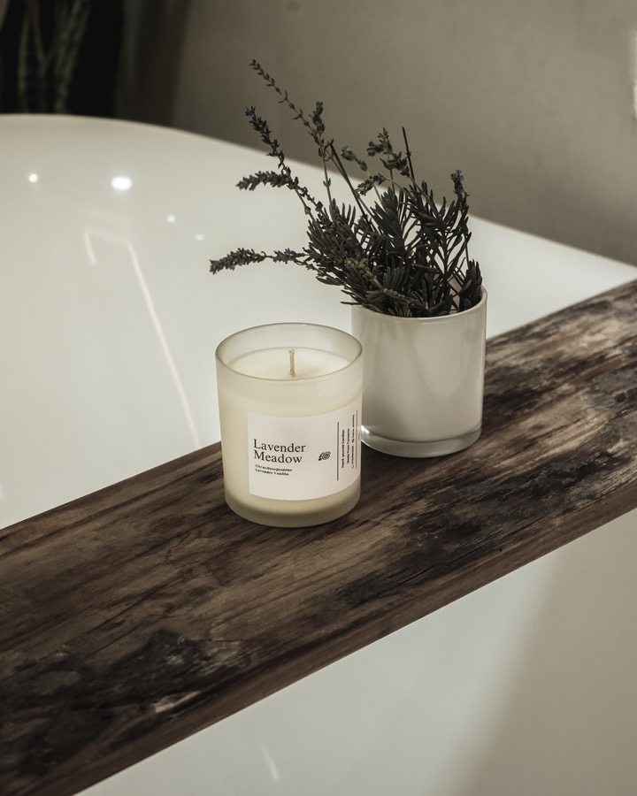 Lavender Meadow candle, hand-poured by The Hatua Candles