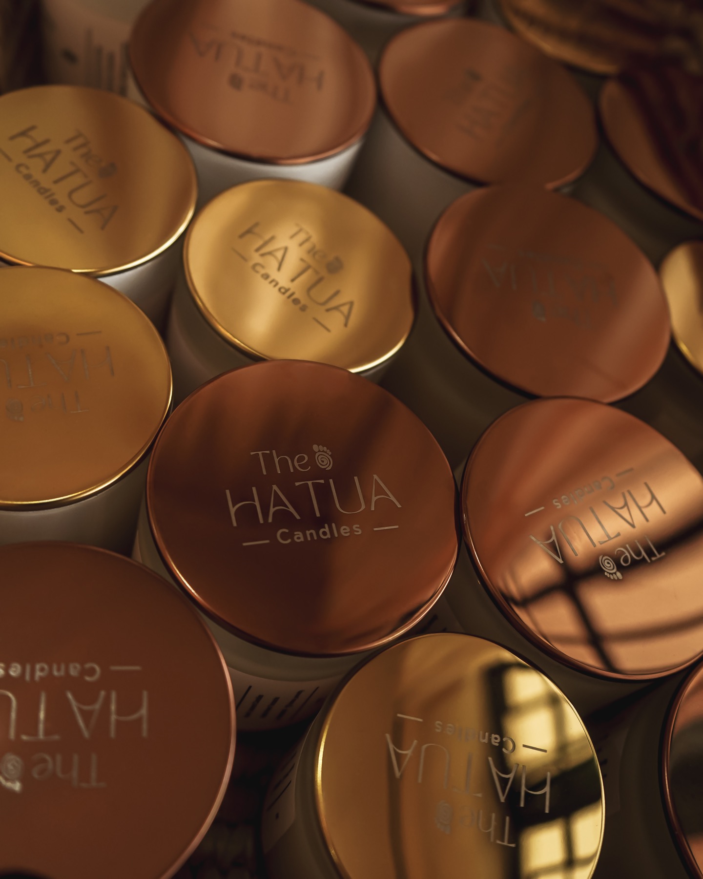 The Hatua Candles copper and gold lids, hand-poured in Tanzania
