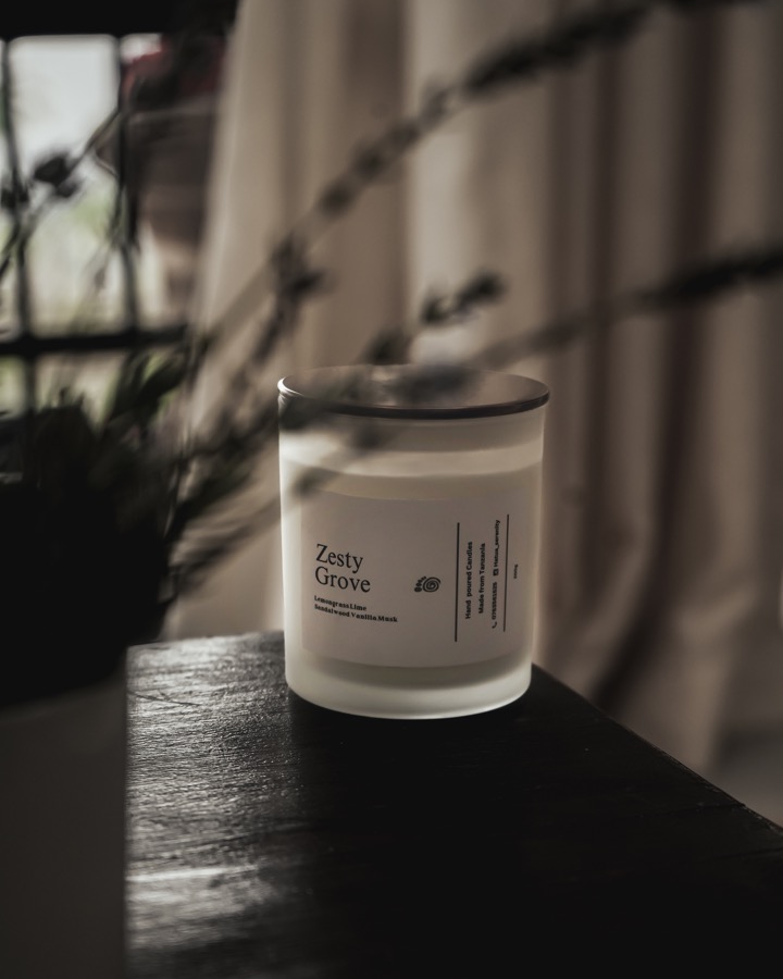 Zesty Grove candle, hand-poured by The Hatua Candles