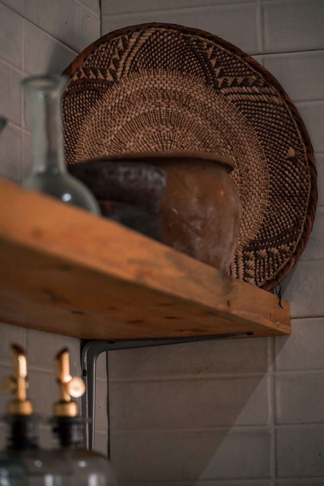 Woven basket and shelf detail